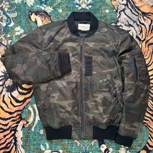 Denim & Supply Ralph Lauren Puffer Bomber Jacket MA-1 Coat Full Zip Camo Small